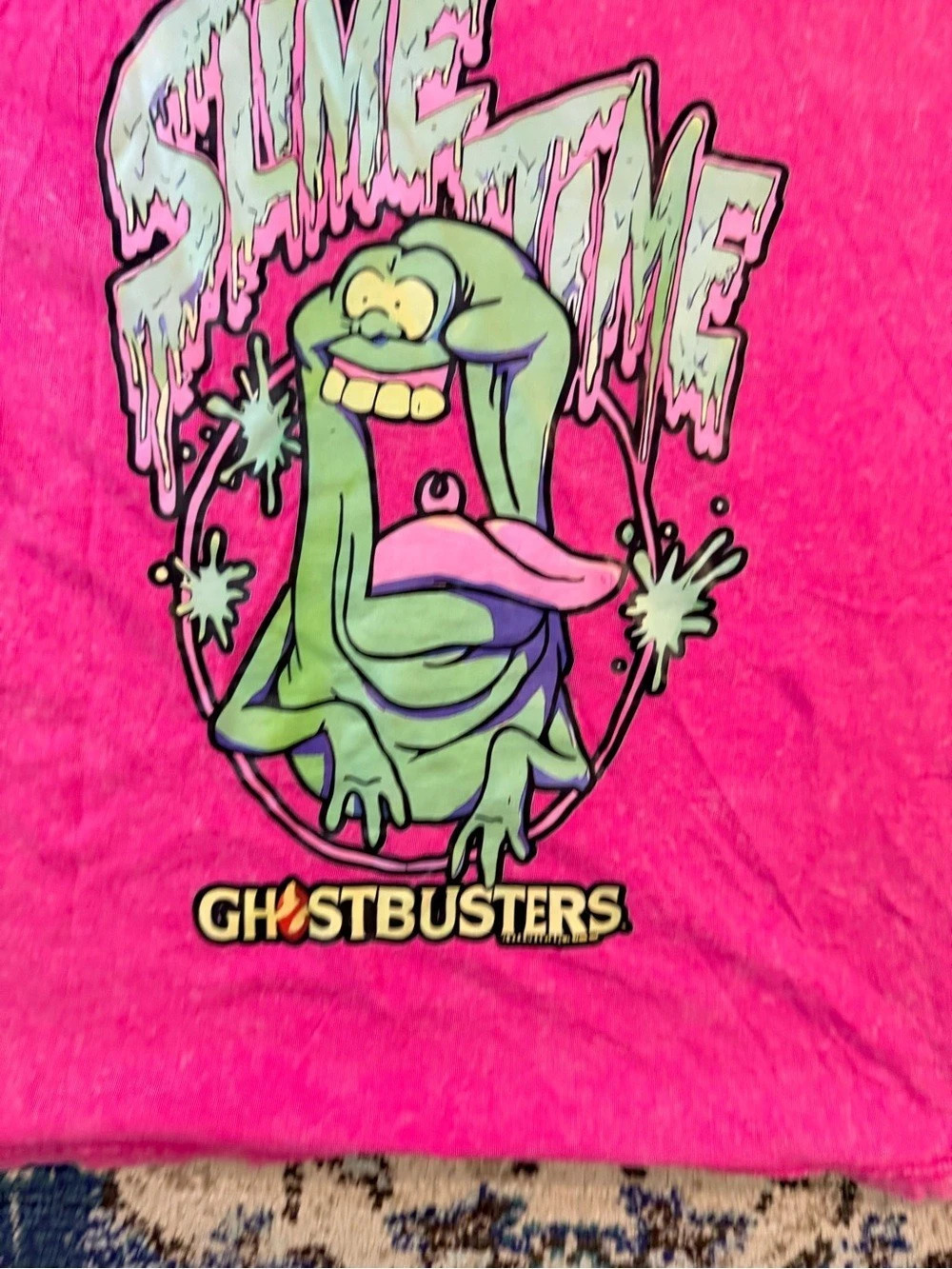 Ghostbusters Slimer graphic tee Graphic Tee in Pink Girls Medium Like New